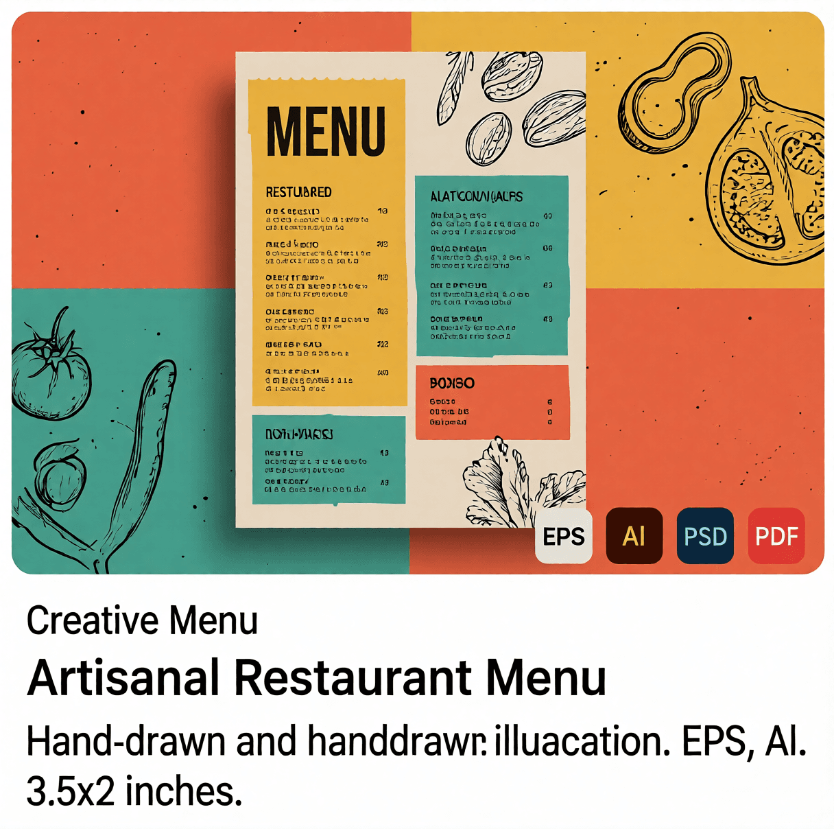 Artisanal Restaurant Menu Template preview 1